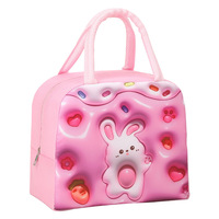 Sac à déjeuner isotherme en tissu Oxford avec fermeture éclair, motif animaux de dessin animé, pour écoliers et employés de bureau