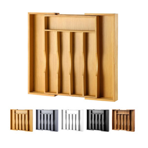 Bamboo Drawer Organizer Expandable Rectangular Cutlery <b>Storage</b> <b>Box</b> <b>Kitchen</b> Silverware Holder Jewelry Tray 18L - Product Image 4