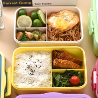 Boîte à lunch scolaire pour enfants XPM, design mignon de dessin animé, double couche, PP, 3 compartiments, anti-fuite, qualité alimentaire, facile à nettoyer, personnalisable