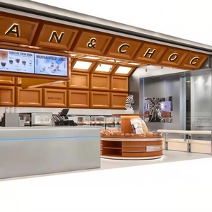 Vitrine ou comptoir de présentation pour pain, pâtisserie et gâteaux avec éclairage, en fer et bois combinés, pour centre commercial et boulangerie - Product Image 3