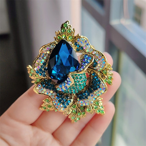 Hợp kim độc đáo với kim cương Inlay giá rẻ Hoa Trâm phụ nữ cao cấp tính khí men trâm cài cổ điển đầy màu sắc pha lê trang sức - Product Image 3