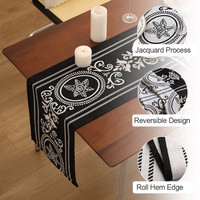 Richesbase nouveau Boho Floral 100% coton chemins de table bohème noir blanc réversible commode écharpe nappe pour fête de vacances