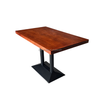 Meubles de restaurant de luxe modernes, ensemble de salle à manger en cuir, table rectangulaire en bois massif, table et chaises en métal pour café fast-food