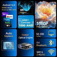 Proyector de TV Inteligente Android 8K, 1000ANSI, Alto Lumen, Digital, Wifi, Proyector 1080P Full HD