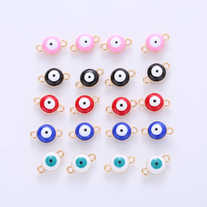 Breloques coquillages mignonnes en forme d'œil rond à double trou, style Evil Eye, pour la fabrication de colliers, accessoires de pendentifs pour fêtes d'Halloween - Product Image 1