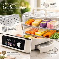 Steamer Listrik Multifungsi Rumah Tangga Terlaris Kapasitas Besar 22 Liter 3 Lapis Kontrol Digital 1200W Pengamanan Auto-Off