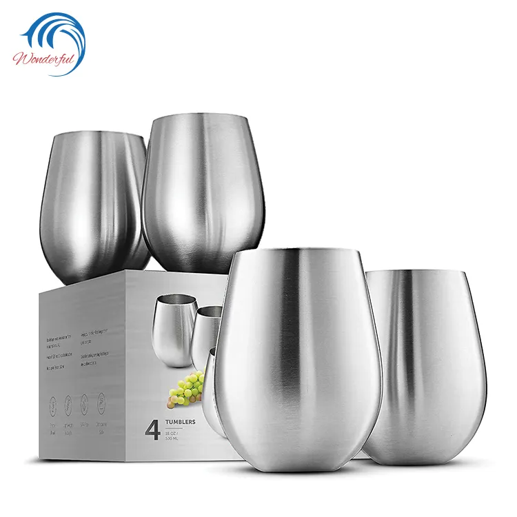 Gelas Minum Gelas Stainless Steel Anti Pecah, Gelas Minum Tumbler Logam, Gelas Cangkir Putih Kustom 12Oz 18Oz