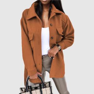 Abrigos de Moda para Mujer, Talla Grande, Color Sólido, Elásticos, con Bolsillos, para Otoño - Product Image 2