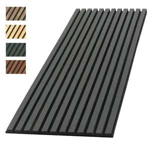 China Exhibition Soundproof Wooden Slats Wall Covering MDF Wood Veneer Pet Acoustic Panel 3D Solid Wood Slat Acoustic Panels