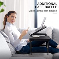 Vente en gros support multifonctionnel pliable pour ordinateur portable en bambou plateau de lit de service table de petit déjeuner pliante couleur noire