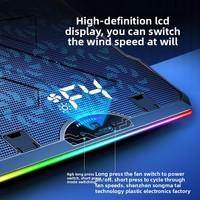 Refroidisseur d'ordinateur portable F15 en métal à refroidissement par air, avec éclairage RGB, écran intégré et support intégré pour téléphone/tablette – Design ultra-élégant
