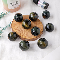 Vente en gros de boules de pierres précieuses naturelles polies, artisanat en cristal, boule de pierre œil de tigre bleue, décoration Feng Shui