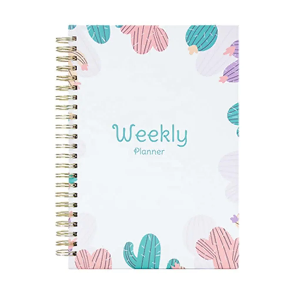 Wholesale customized Weekly Schedule Agenda English Calendar A5 Notepad Daily Planner Spiral Notebook Hard Cover Weekly Planner