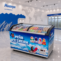 Glass Top Single Curved Ice Cream Chest Display Freezer Commercial Freezer Air Cooling Mechanical