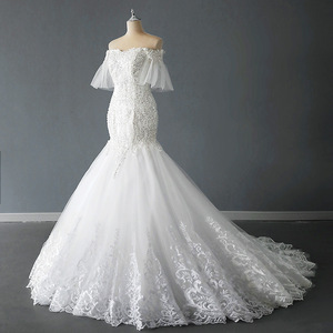 Off The Shoulder Mermaid Wedding Dress <b>White</b> <b>Lace</b> Sweetheart Neckline Train Bridal Gown 01312 - Product Image 2