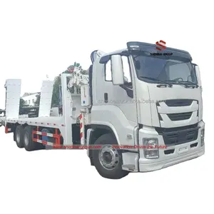 Japanese GIGA 20 Ton Crane Flatbed Truck With 5ton Knuckle Hydraulic Crane for Dozer