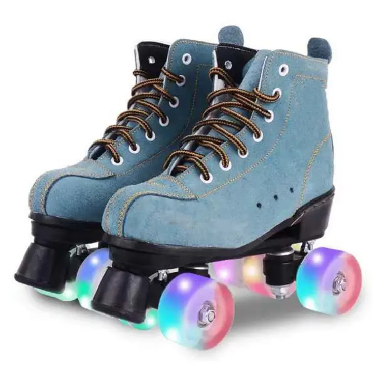 Good Quality Quad Roller Skate with Light PU Wheel Flashing Roller Skates