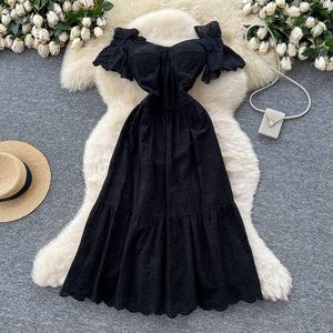 Nuovo stile coreano abito floreale con ricami in pizzo a maniche corte stile stile stile <span class=keywords><strong>donna</strong></span> <span class=keywords><strong>abbigliamento</strong></span> romantico - Product Image 5