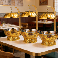 Chauffe-Plat Professionnel Royal 8L en Acier Inoxydable, Chauffe-Plat à Combustible Doré pour Restaurants, Traiteurs et Buffets – Équipement de Maintien au Chaud