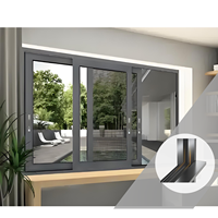 Modernes Luxuriöses Aluminium-Legierungs-Doppelglas Dreispuriges Schiebefenster Wasserdicht Schalldicht für Keller Wohnzimmer Küche