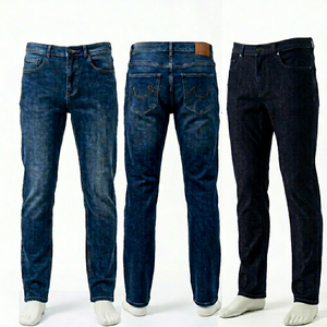 Jean en denim pour homme, coupe droite classique, taille mi-haute, respirant, écologique, cinq poches, teint en pièce, fermeture boutonnée, coton - Product Image 1