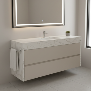 Nhà máy tùy chỉnh calacatta trắng màu xám tĩnh mạch thiết kế đá slab đánh bóng thạch anh <span class=keywords><strong>Countertop</strong></span> cho nhà bếp đảo tiếp nhận Vanity - Product Image 3