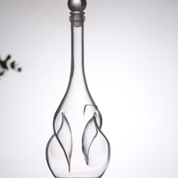 Bouteilles de vin mousseux et de whisky en verre borosilicate transparent de 750 ml, design unique, forme plate, créatives, avec bouchon personnalisé