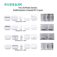 Moule de sublimation 3D Subbank personnalisé pour Airpods Pro, lot de 4 coques en aluminium, outil de chauffage rectangulaire moderne, technique de moulage par injection