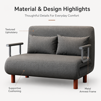 Multifunktionales Stoff-Klappsofa für Wohnzimmer, Bequemes Faulensofa mit Kissen, Platzsparend und Doppelnutzung
