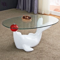 Ensemble de tables basses ovales en verre de style nordique, luxe moderne, miroir, écologique, pour salon