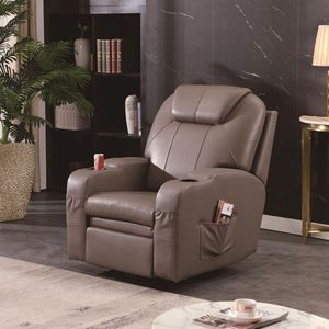 Single Seat Leather <b>Recliner</b> Chair With Storage Pocket And Cup Holder For Home Office Nap Use - Product Image 3