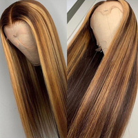 Perruque en cheveux humains blond miel ondulée avec dentelle frontale HD pour femmes noires, perruque brésilienne sans colle couleur piano