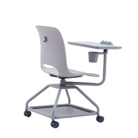 Chaise de bibliothèque en plastique avec tablette intégrée, design unique, respirante et idéale pour la formation