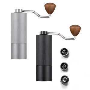 Moulin à café manuel portable avec corps en alliage d'aluminium, meule en acier inoxydable 420, pour usage domestique, mini moulin à expresso avec poignée en bois - Product Image 2