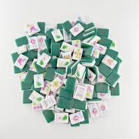 Tapis de Mahjong vintage américain en papier, taille complète, 160 tuiles en acrylique vertes, dos doré, pour fête de jardin, soirée entre femmes