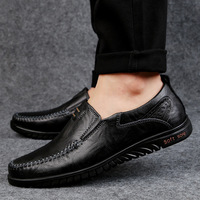 Chaussures décontractées confortables en cuir de vachette pour hommes, avec doublure en maille respirante, grande taille, style classique pour l'été
