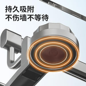 Porte-serviettes double Family Prosperity 40 50 60cm gris anthracite avec crochet, fixation murale sans perçage - Product Image 4