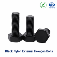 Vis à tête hexagonale externe en nylon noir M3-M12, boulons en plastique isolés ignifuges pour équipements électriques
