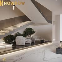KNOWDOW Marbre Villa Escaliers droits Surface brillante Maison contemporaine Design Villa haut de gamme Escaliers droits