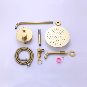 Set doccia a cascata multifunzione a parete <span class=keywords><strong>con</strong></span> corpo in ottone di lusso nascosto rubinetti per <span class=keywords><strong>bagno</strong></span> in oro <span class=keywords><strong>con</strong></span> getti massaggianti - Product Image 4