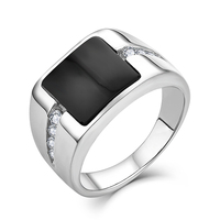 Onyxt Schmuck ring Gravierter bedruckter Ring HipHop Sterling Silber Thai Silber Onyx Rhodium Original für Herren Schwarz Neutral Silber