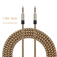 Câble audio Jack 3,5 mm, tressé en nylon, câble AUX 3,5 mm pour voiture, 1,5 m, rallonge pour casque, téléphone, MP3, haut-parleur de voiture