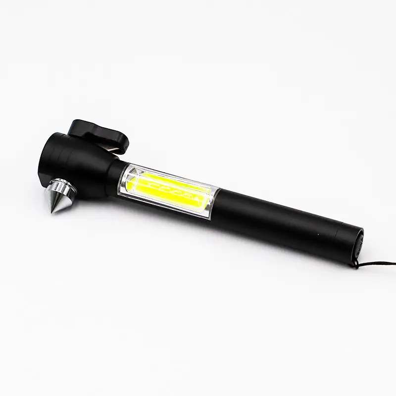 Gold more8 lanterna multifuncional, lanterna cob com martelo de segurança e cortador de cinto magnético na parte superior alimentada por bateria