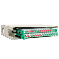 Cadre de distribution de fibre optique ODF FC à 24 ports entièrement chargé, montage en rack de 19 pouces avec plateau d'épissure de fusion coulissant, mode unique