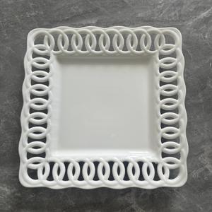 Ensemble de vaisselle en céramique pour mariage Collection complète <span class=keywords><strong>blanche</strong></span> <span class=keywords><strong>creuse</strong></span> pour décoration de fêtes et d'événements Assiettes à dîner carrées avec chargeur - Product Image 2