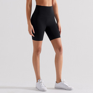 Aoyema Vêtements de sport pour femmes Taille haute Yoga Respirant & Antidérapant Ponçage Hip-Lifting Pants Outdoor Riding Solid Fitness Shorts - Product Image 5