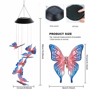 LED Solar <b>butterfly</b> Decorations Color Changing Waterproof Hanging Wind Chime <b>Lights</b> Patio Garden Decoration Indoor and Outdoor - Product Image 3