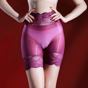 Control Panties Women Mid Waist See Through Lace Sexy Shapewear Solid Color Polyester Satin Briefs - Product Image 2