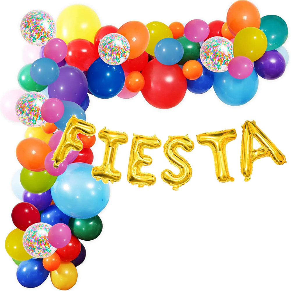 Carnival Circus Fiesta Balloon Garland Arch Kit Mexican Cinco de Mayo Baby Shower Multicolor Rainbow Balloon Decoration Set