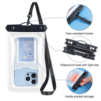 Étui de téléphone étanche en TPU, vente en gros, pochette de téléphone portable flottante transparente avec sangle de cou